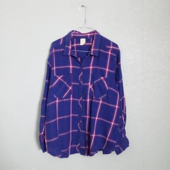 Faded Glory Blue and Red Plaid Shirt - Picture 1 of 1